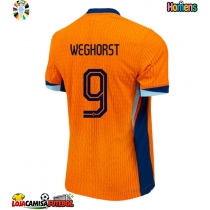 Camisa de Futebol Holanda Wout Weghorst #9 Equipamento Principal Europeu 2024 Manga Curta